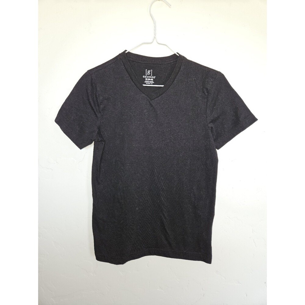 George Women's Short Sleeve Black Tshirt, V-neck, Size XS